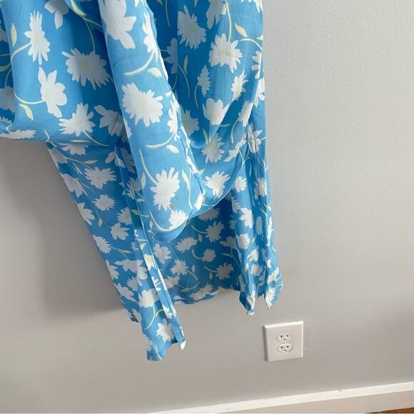 Faithfull the Brand | Women’s Blue Leyla Midi Dress Floral Puff Sleeve Anthro 4 - Picture 7 of 12